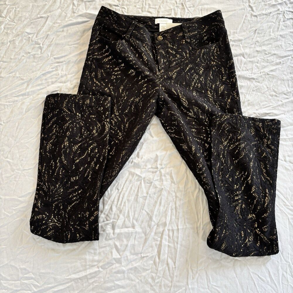 Black and Gold Cache Womens Pants Size 4 With Gold Accents Great Condition